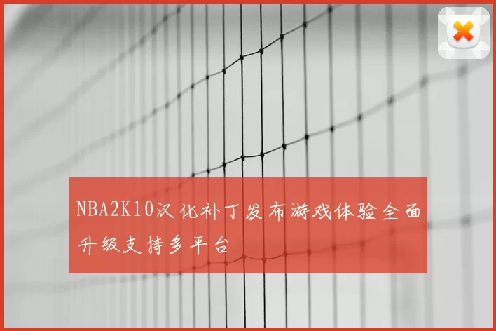 NBA2K10汉化补丁发布游戏体验全面升级支持多平台